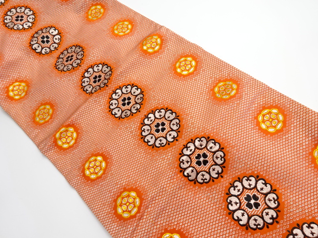 リサイクル　抽象華文模様織り出し名古屋帯（231.5cm）